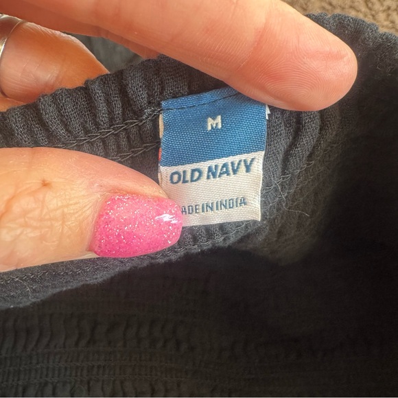 Old Navy Crinkle Gauze Black Smocked Waist Maxi Skirt 100% Cotton M - Picture 5 of 9